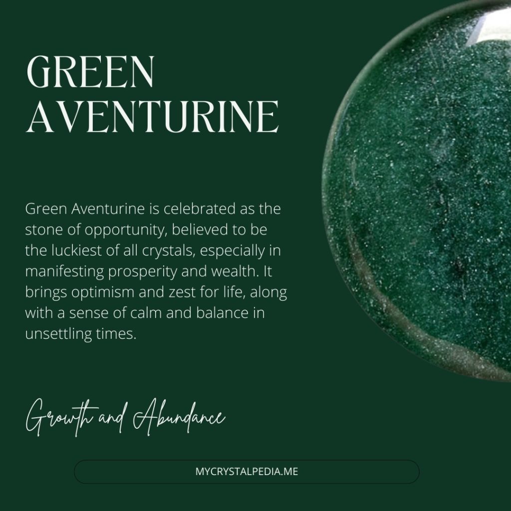 Green Aventurine meaning Card . Information Card