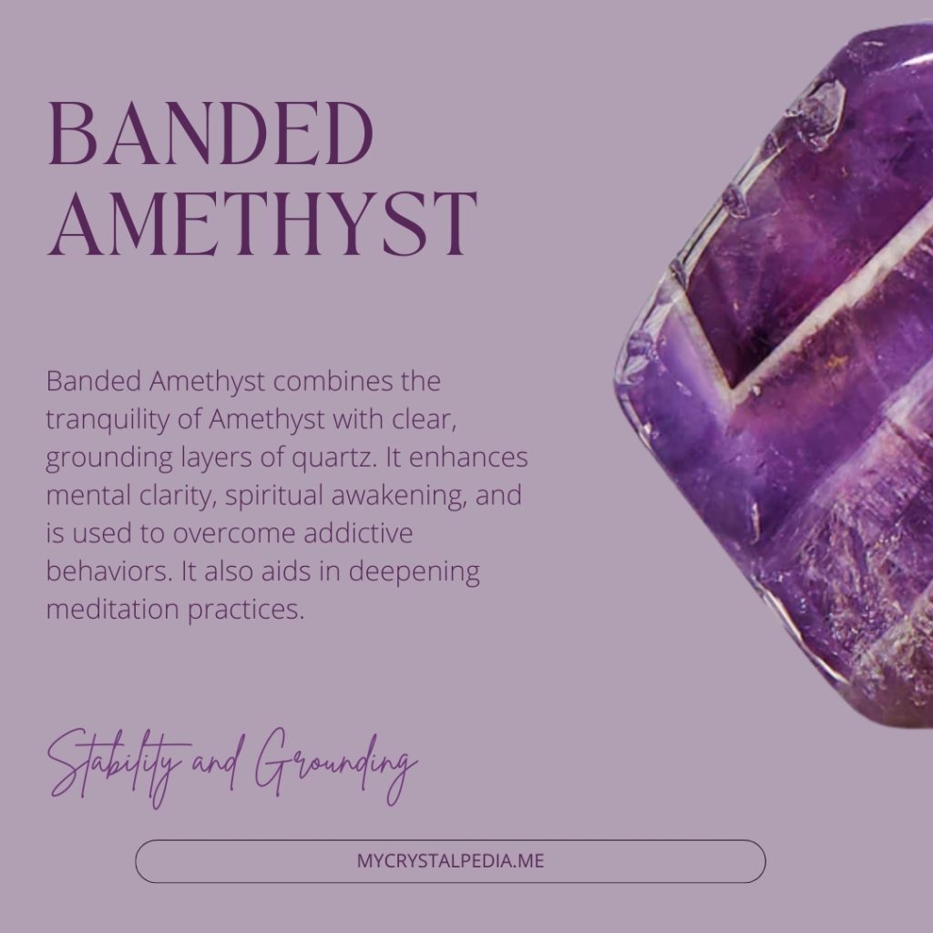 Banded-Amethyst Meaning Card by Healers Hub co 