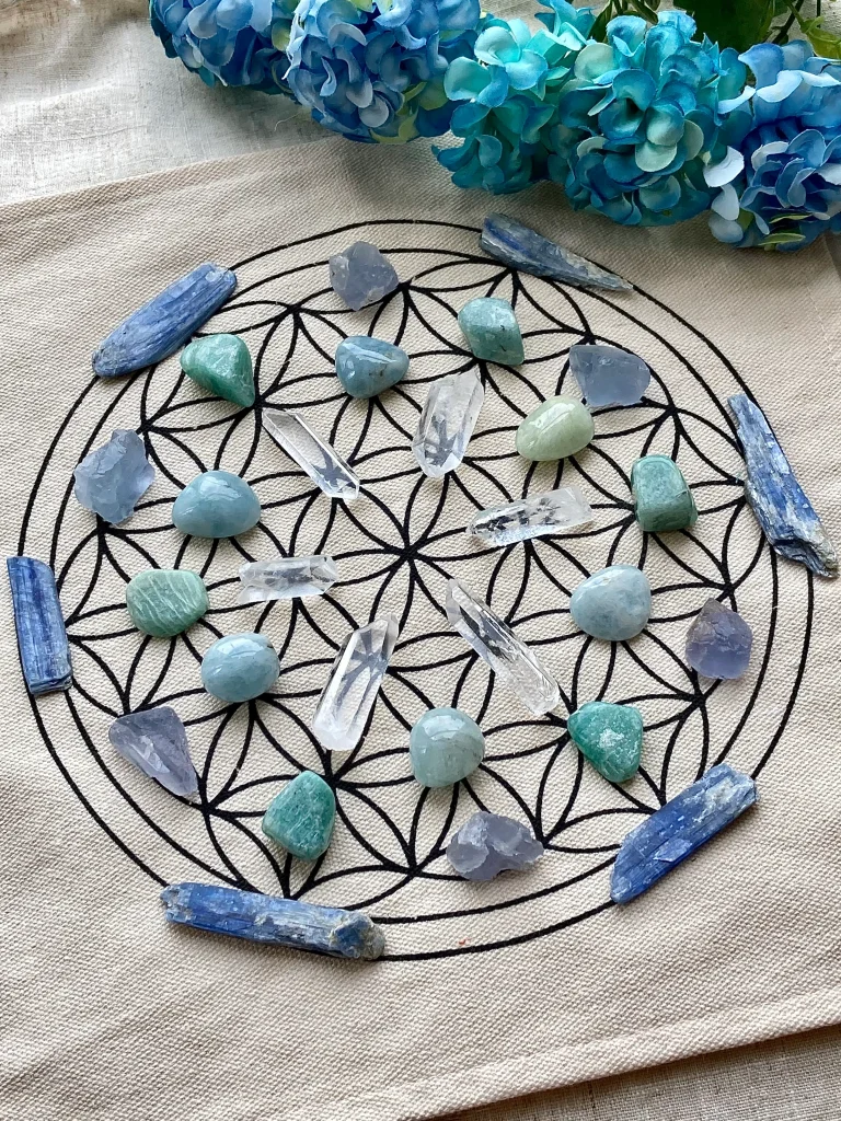 Crystal Grids Aquamarine can be incorporated into crystal grids to amplify its calming and protective energies
